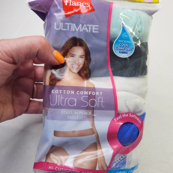 Hanes Ultimate Ultra Soft Hi Cut Briefs Cotton Size 6 New 6 Pack Multicolor - Picture 2 of 5